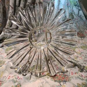 Vintage Clear Multi Color Glass Candy or Nuts Dish Bowl 11" Diameter